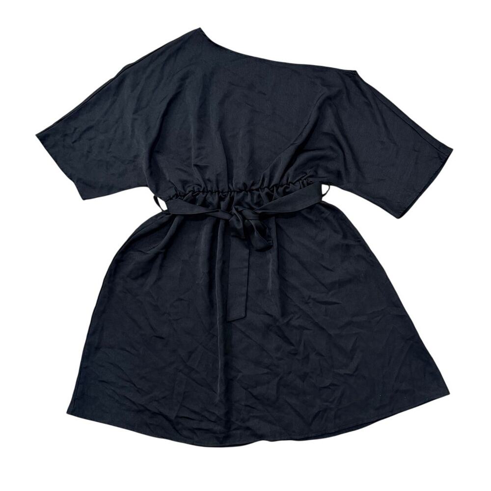 SHEIN Women's Size Large Black Short Sleeve Belted Mini Dress Top